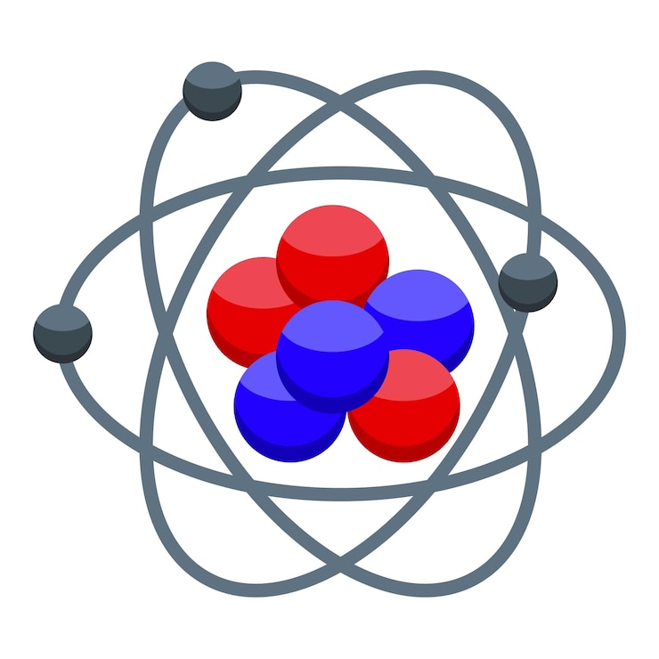 Vektör atom model with electrons orbiting around nucleus