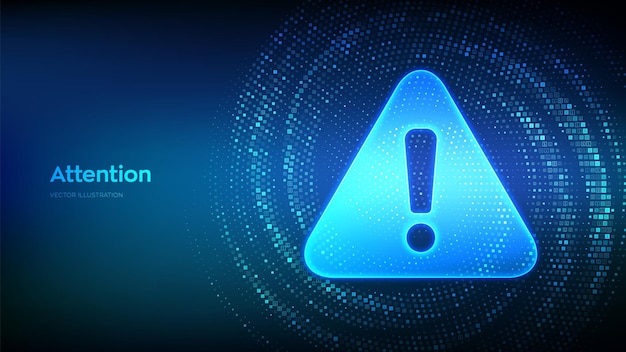 Attention symbol made with binary code Danger Sign Virus Alert Computer Hacked Error Concept Hacking Piracy Risk Virtual tunnel warp made with digital code Data Flow Vector Illustration
