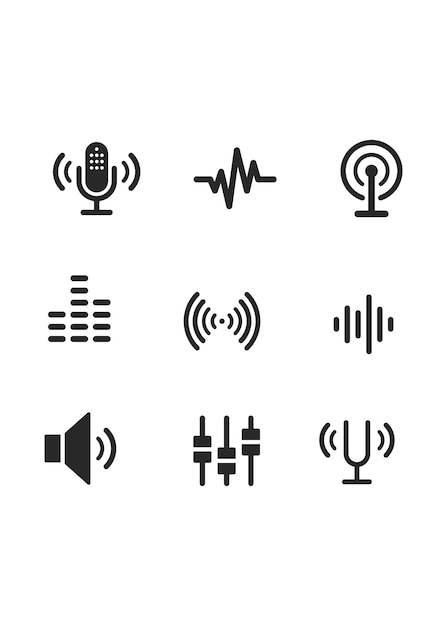 audio and sound icons set