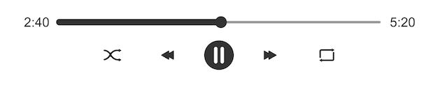 Audio or video player progress loading bar with time slider Pause shuffle repeat rewind and fast forward buttons Template of mediaplayer playback panel interface