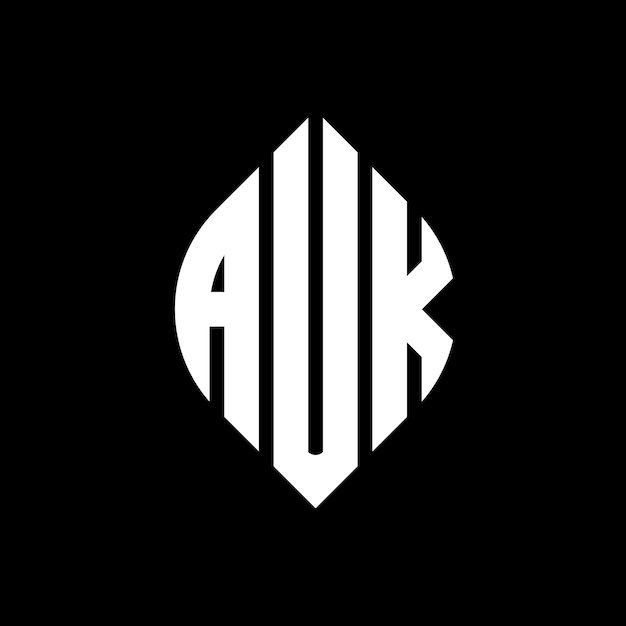 AUK circle letter logo design with circle and ellipse shape AUK ellipse letters with typographic style The three initials form a circle logo AUK Circle Emblem Abstract Monogram Letter Mark Vector