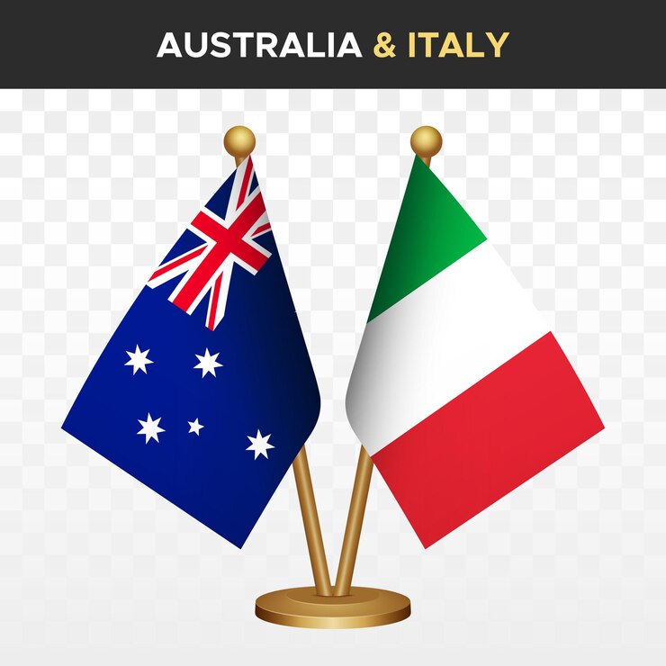 Australia vs Italy flags Australian 3d standing desk flag vector