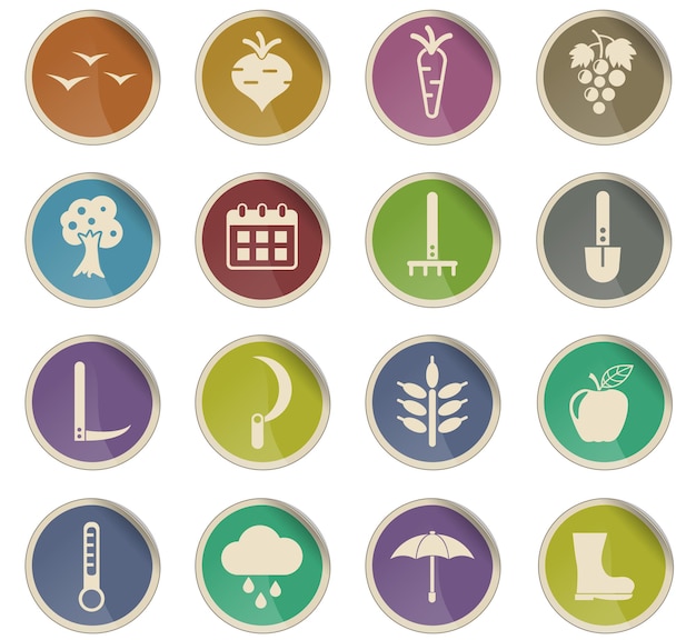 Autmn vector icons in the form of round paper labels