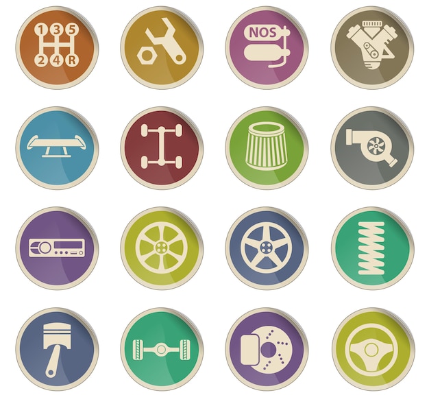 Auto tuning vector icons in the form of round paper labels