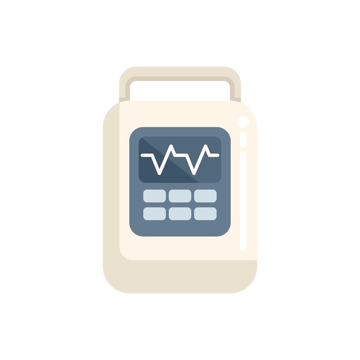 Vektör automatic defibrillator icon flat vector breath attack problem cardiac care