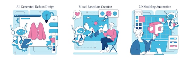 Automation In Creativity Flat Vector Illustration
