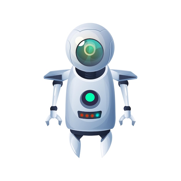 Automation machine loader isolate robot with grabs futuristic character Vector future robot mechanical automation House helper assistant manufacturing cyber android smart cyborg with metal captures