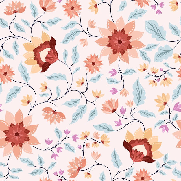 Autumn chintz folk floral pattern