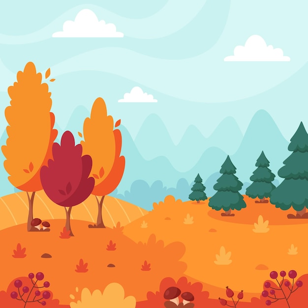 autumn landscape with trees mountains fields leaves countryside landscape