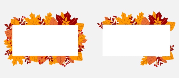 Autumn leaves frames collection. Autumnal wreath illustration with colorful leaves