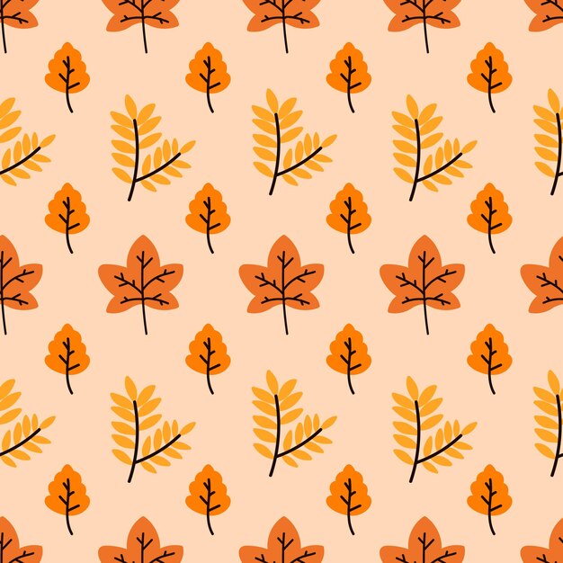 Autumn pattern background with flat leaves