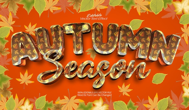 Autumn Season Vector Text Effect Editable Alphabet Orange Autumnal