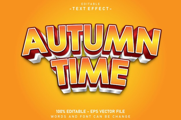 autumn time editable text effect 3 d emboss style design