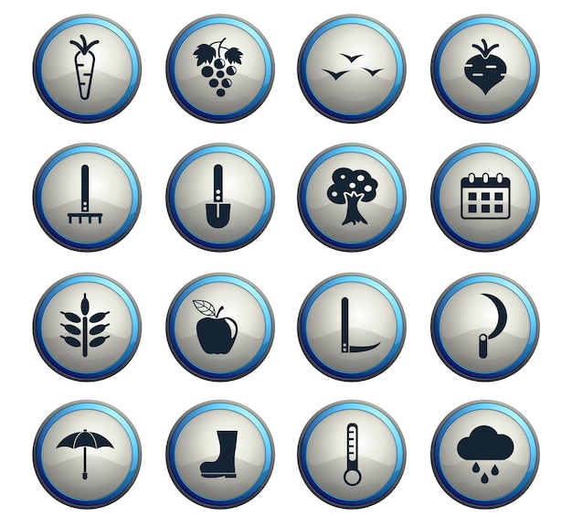 Autumn vector web icons on round buttons