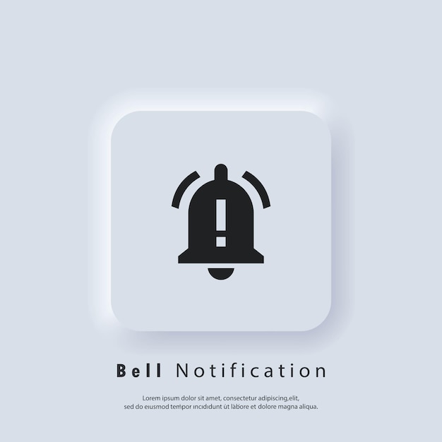 Aviseringsikon. Klocka notifikation och ljudikoner. Notifikationsklocka för inkommande inkorgsmeddelande. Klockringning för väckarklocka och smartphoneapplikation. Vektor EPS 10. Neumorfisk UI UX.