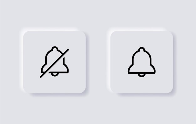 Aviseringsklockikon larm av inget tecken kontur ikoner neumorphism knappform neumorfiska ui tecken