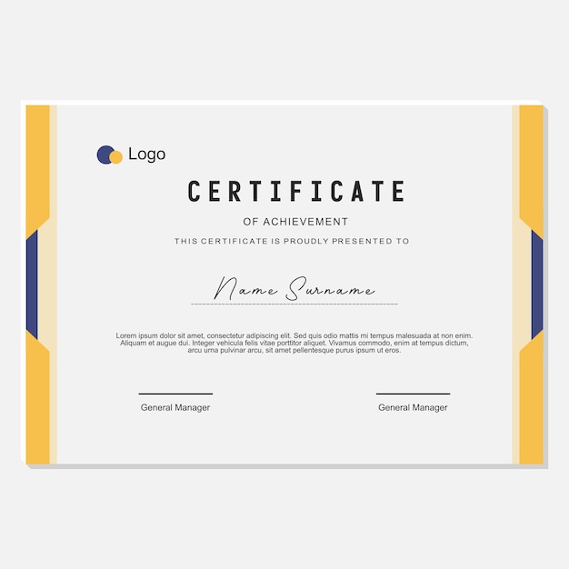 award certificate vector design template