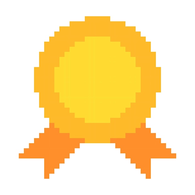 award ribbon vintage badge sticker collage element 8bit pixel art Icon design