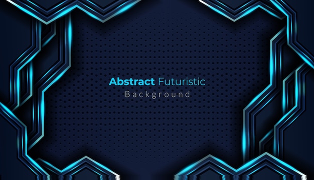 Awesome dark abstract futuristic background with dark blue overlap layers