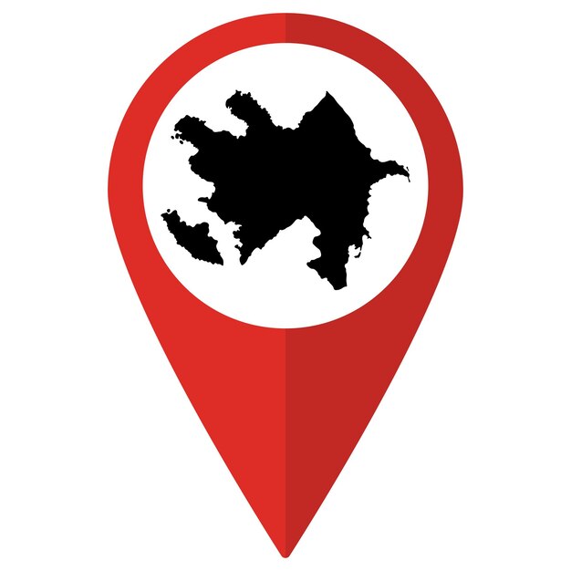 Azerbaijan map Map of Azerbaijan on map pin icon red color isolated
