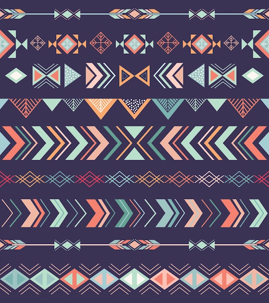 Aztec tribal sømløst mønster med geometriske elementer