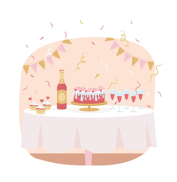 Bachelorette party decor 2D vector isolated illustration