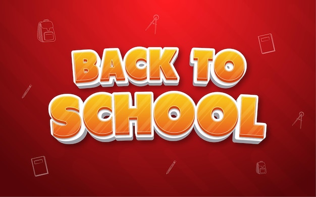 Back to school banner with 3d editable text effect style
