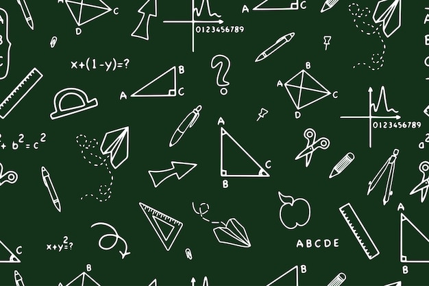 Back to school doodles seamless pattern with school supplies Vector illustrations in Handdrawn doodles style