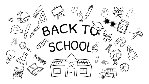 Back to school poster doodle hand drawing background