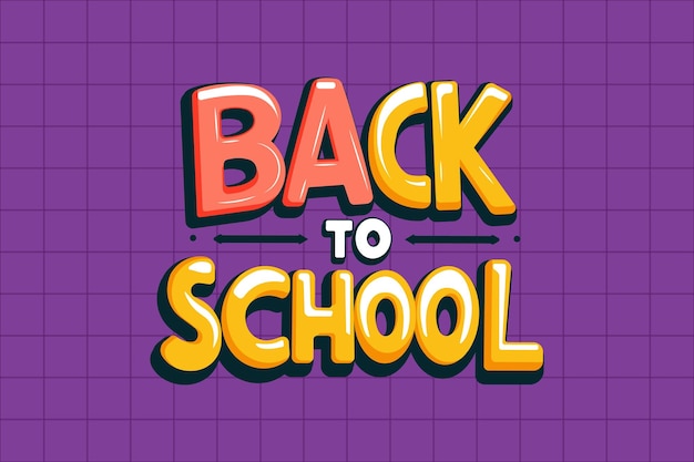 Back to school text design with colorful letters flat vector illustration