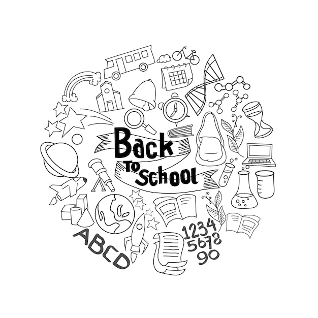 Back to school vector illustration Back to school hand drawn doodle