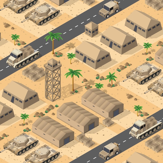 Background 3D illustration army armed troop isometric armed military