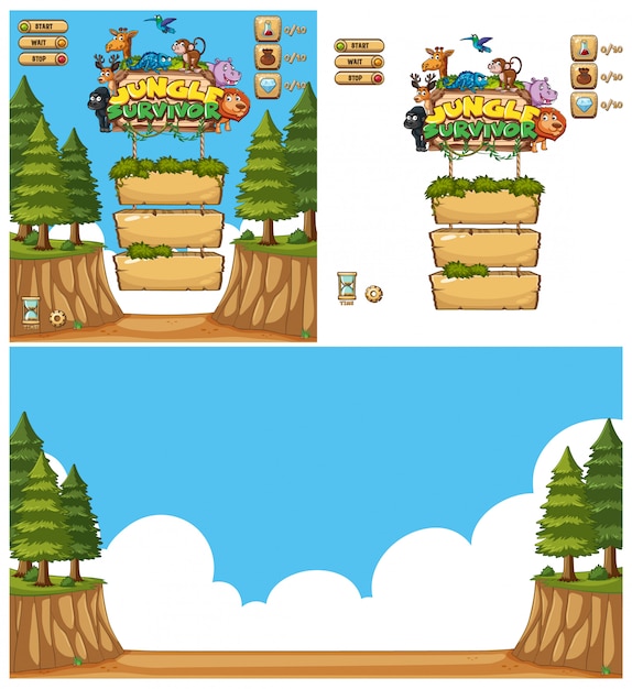 Background design with blank signs and trees