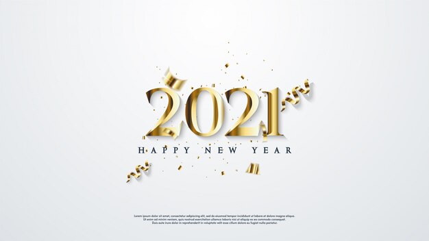 Background of  happy new year with elegant gold color.