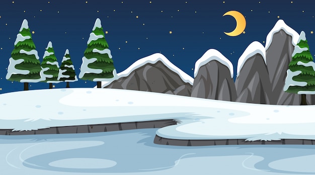 Background scene with snow in the field