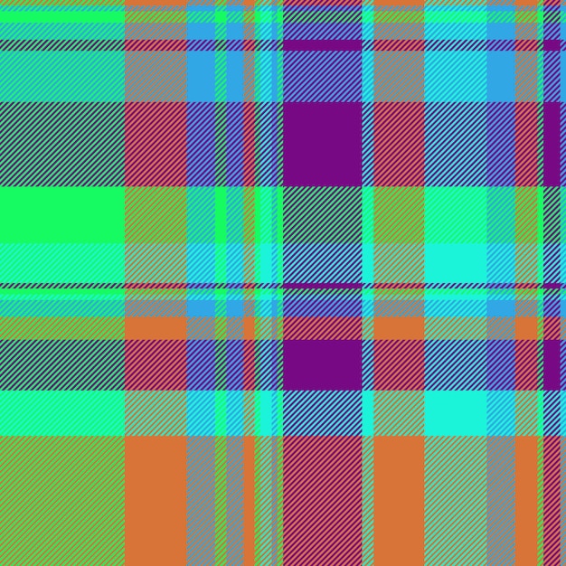 Background vector check of tartan plaid pattern with a textile fabric texture seamless in orange and purple colors