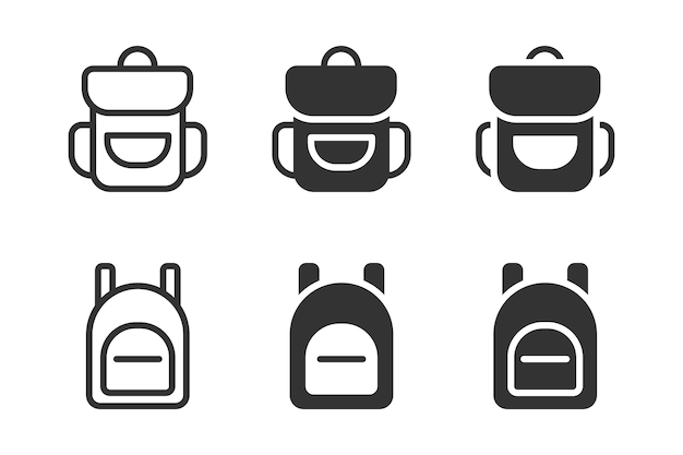 Backpack icon set Vector illustration