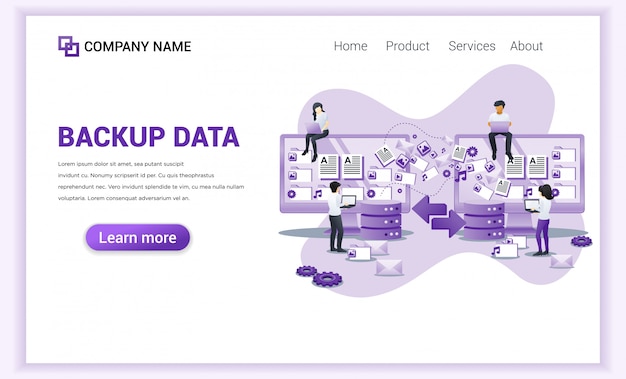 Backup datakoncept med karakterer