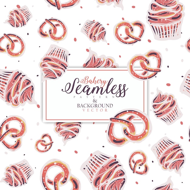 Bakery seamless pattern design.Blank space for text input.