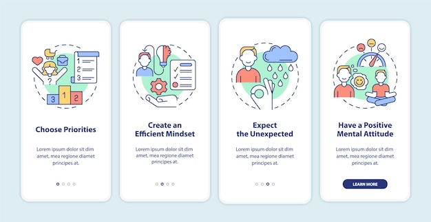 balanced life tips onboarding mobile app screen