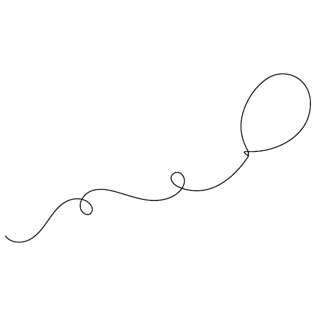 Balloon single line art continuous one line drawing of Isolated outline vector icon