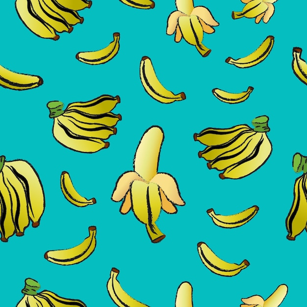 Banana pattern seamless vector on blue color background , fruit pattern seamless wallpaper