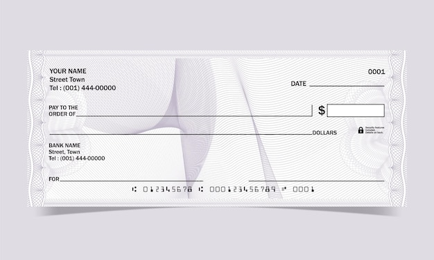 Bank cheque design waves line with Vector guilloche design for a certificate or banknote