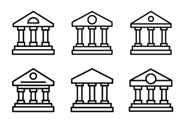 Bank icon design bundle set in vector style