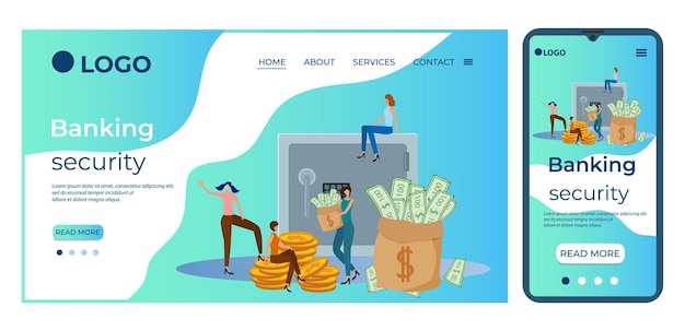 banking securitytemplate for the user interface of the website's home pagelanding page template