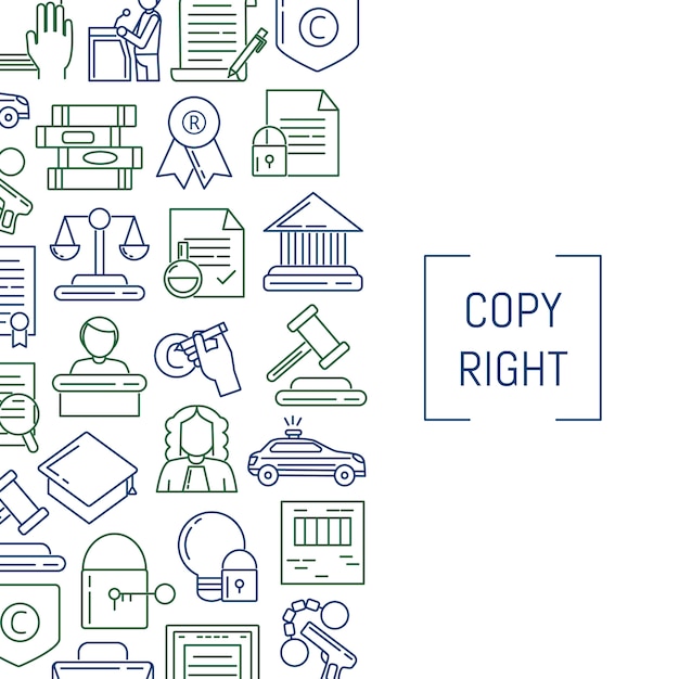 banner and poster linear style copyright elements with place for text 