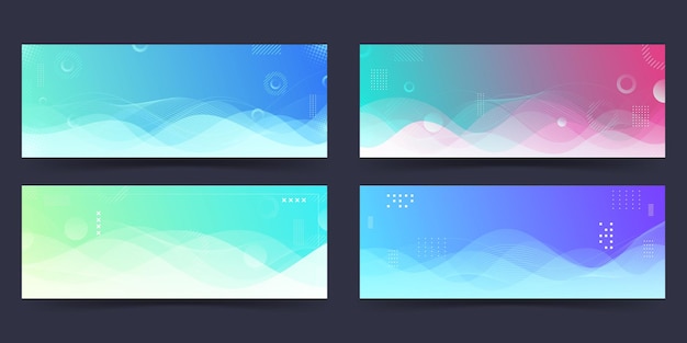 Banner background colorful wave effect gradation4 eps 10 collection