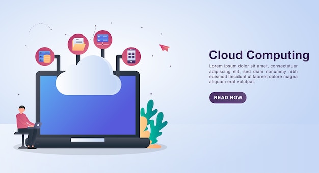 Banner concept of with cloud connecting computer technology.