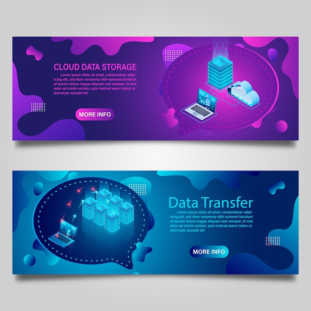 Banner data technology for business isometric