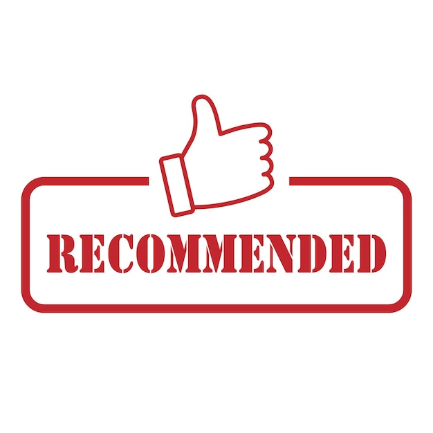 Banner recommended with thumbs up red vector illustration
